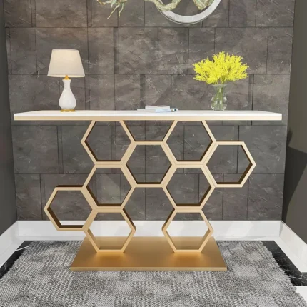 HonyComb Golden Console Table