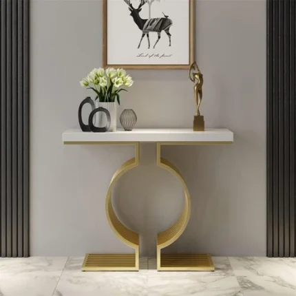 Marble Console Table In Suitable for Living Room Hallway, Gold