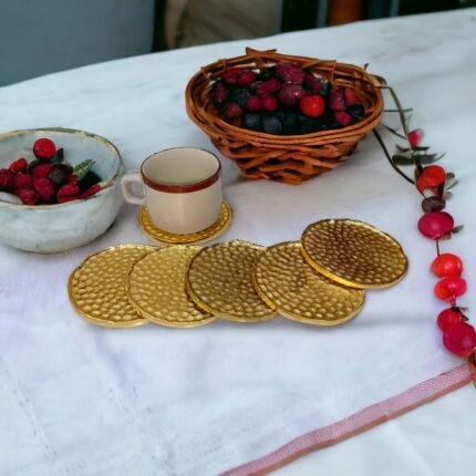 Hammered Circle Shape Coasters - Set of 6